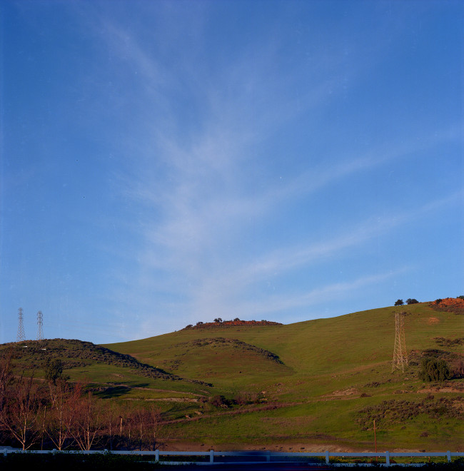 Cloud formation in the shape of a tree, over hills east of Hellyer Avenue, south Santa Clara County