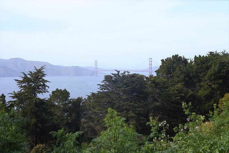 View from California Palace of the Legion of Honor to Golden Gate Bridge, San Francisco.