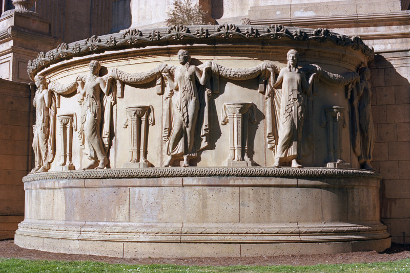 Statues of dancers at the Palace of Fine Arts, San Francisco.