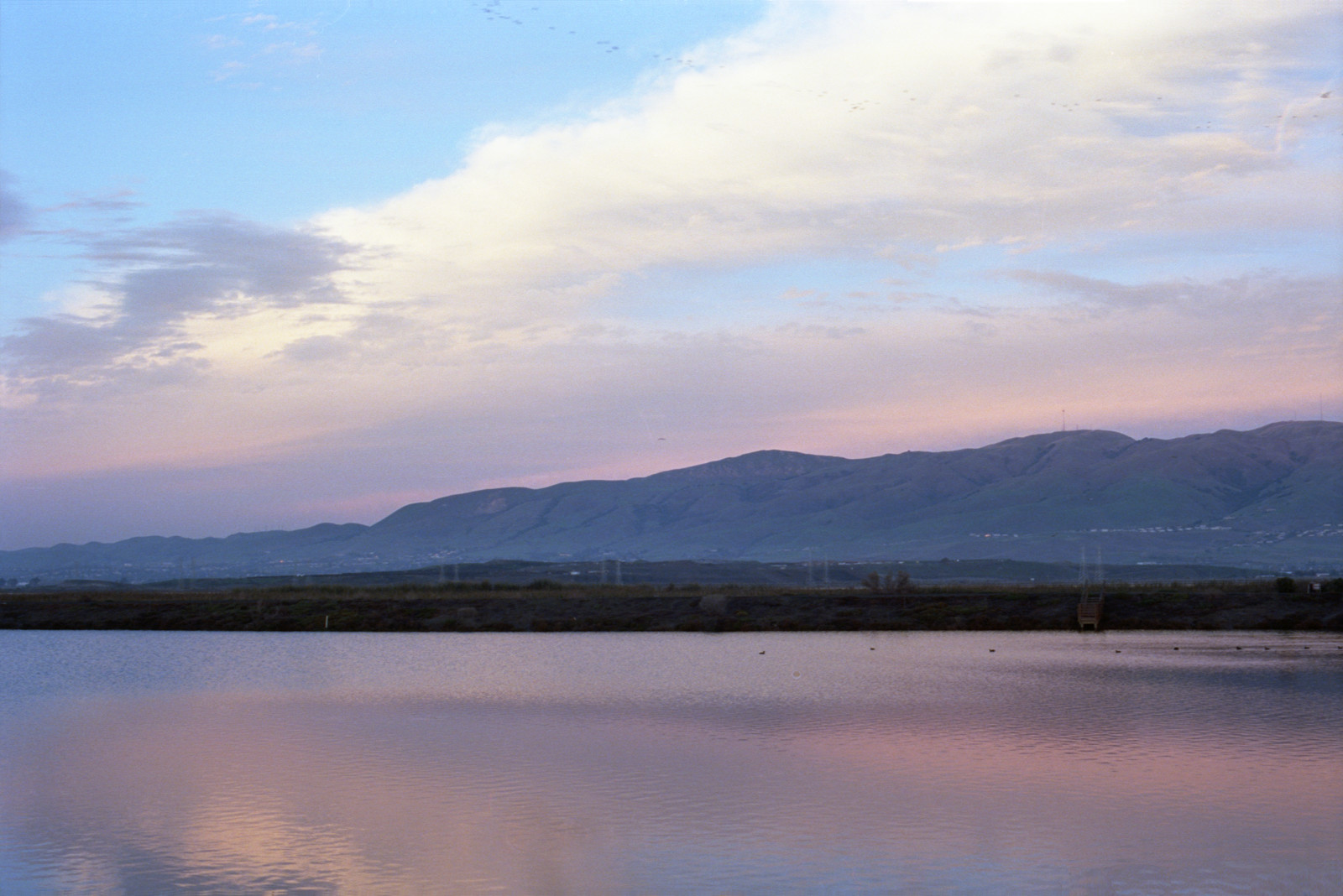 View toward East Bay, after sunset, Don Edwards Wildlife Refuge, Alviso.