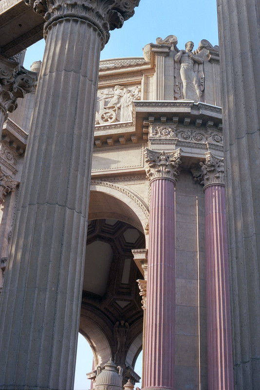 Inner view of the columns of the Palace of Fine Arts, San Francisco.