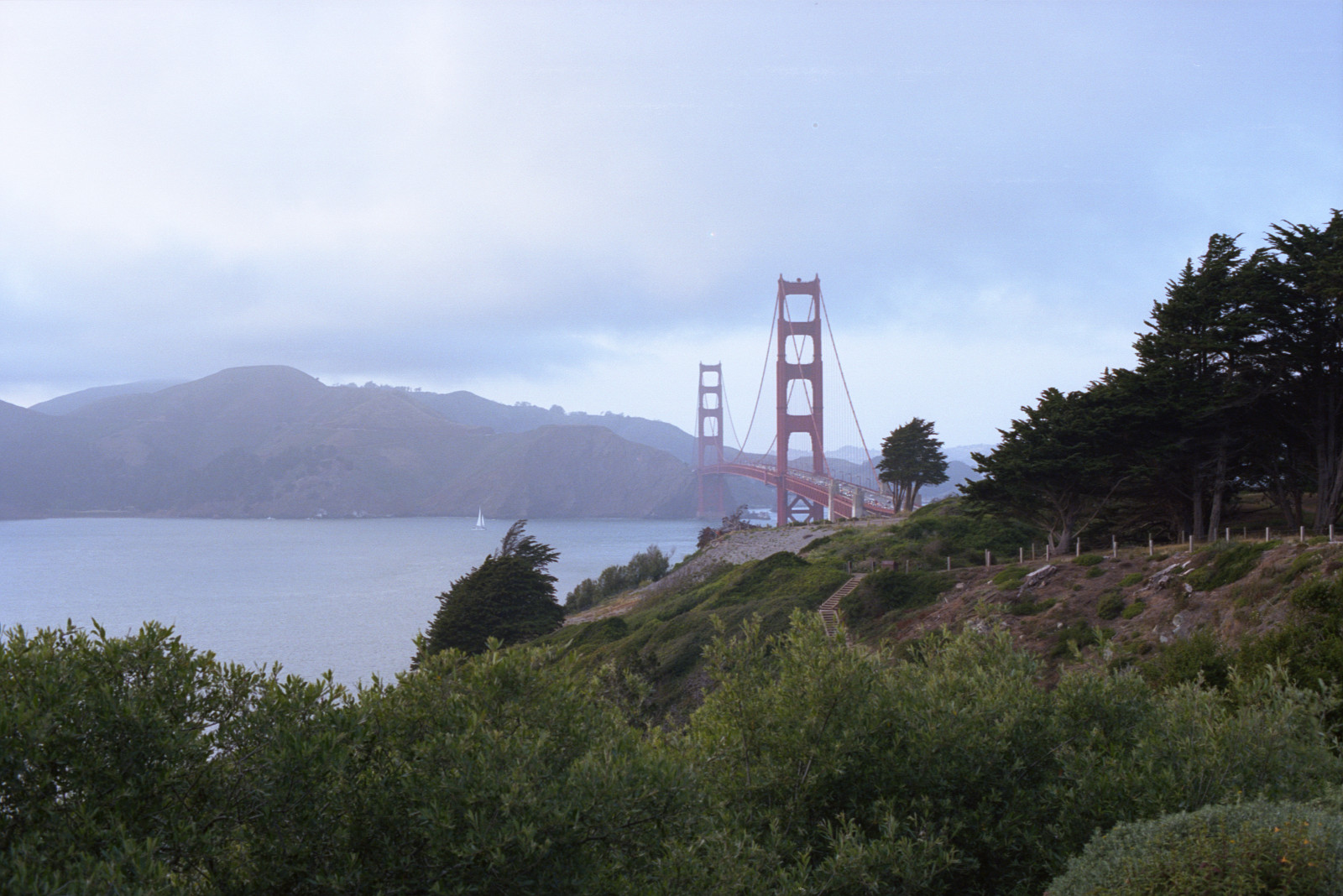 Looking toward the Golden Gate Bridge from the Presidio of San Francisco.